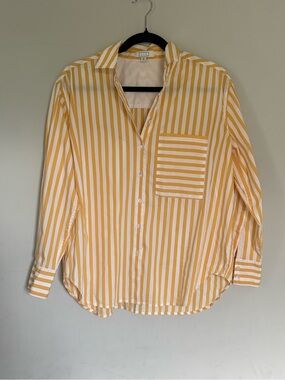 AYR The Deep End Striped Button-Down Shirt Yellow & White | Small